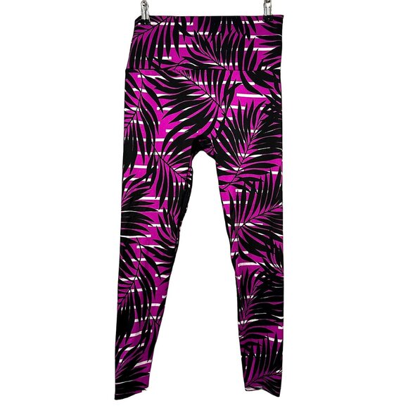 K-DEER - Regatta Leggings - EUC - size XL - sneaker length - purple striped palm - Picture 1 of 7